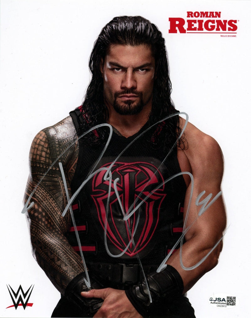 Roman Reigns Signed Autographed WWE Promo 8x10 Photo JSA COA