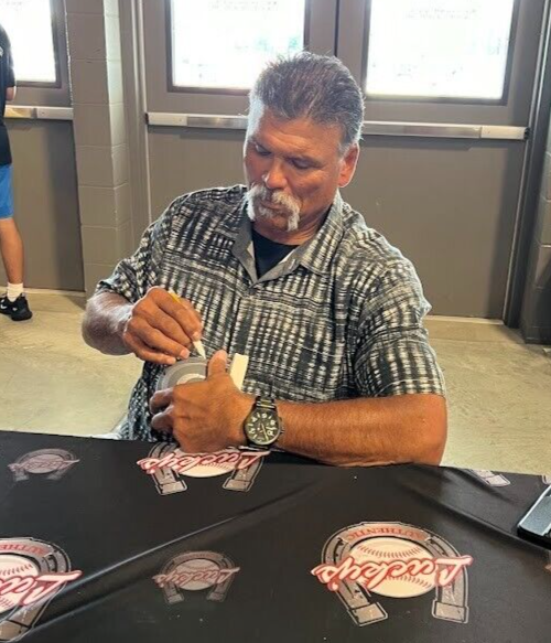 Anthony Munoz Signed Bengals Slate Mini Helmet Beckett Witness BAS COA