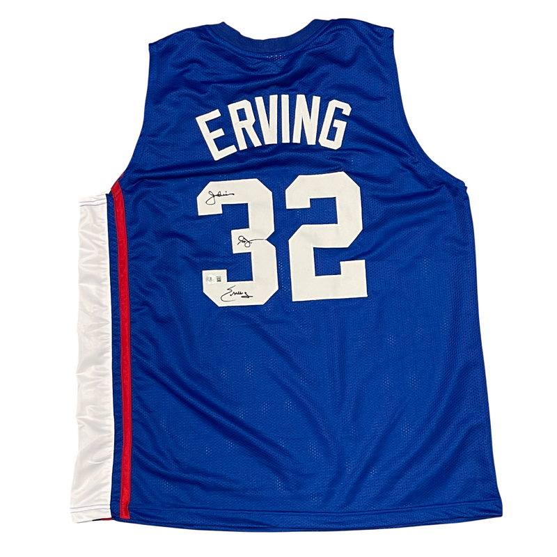 Julius Erving Signed Nets Custom Jersey w/ Dr. J Insc. Beckett Witness BAS COA
