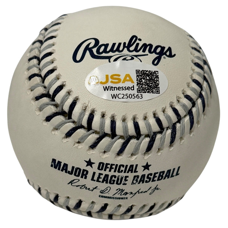 Chuck Knoblauch Signed New York Yankees Logo Baseball w/ 2 Insc JSA Wit. COA B