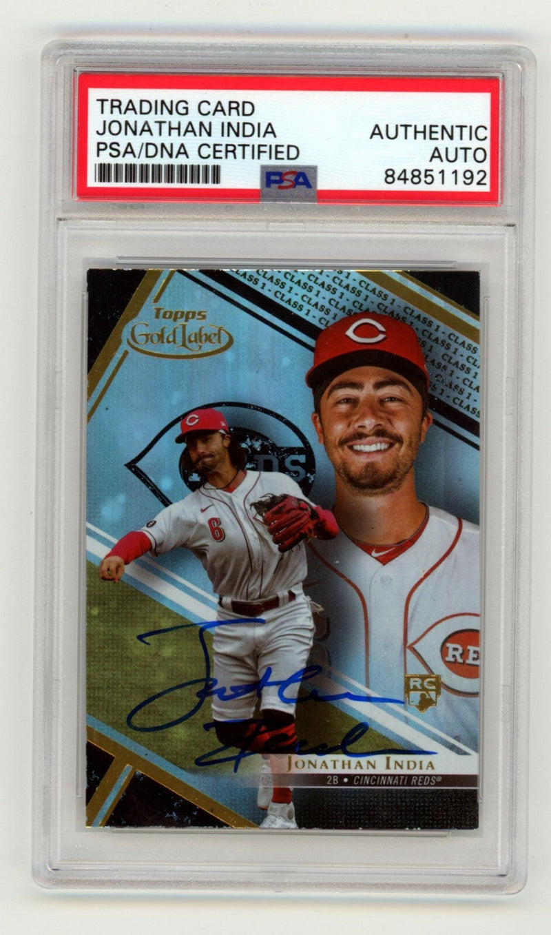 Jonathan India 2021 Topps Gold Label Black Class 1 #80 Rookie RC Signed PSA Auto