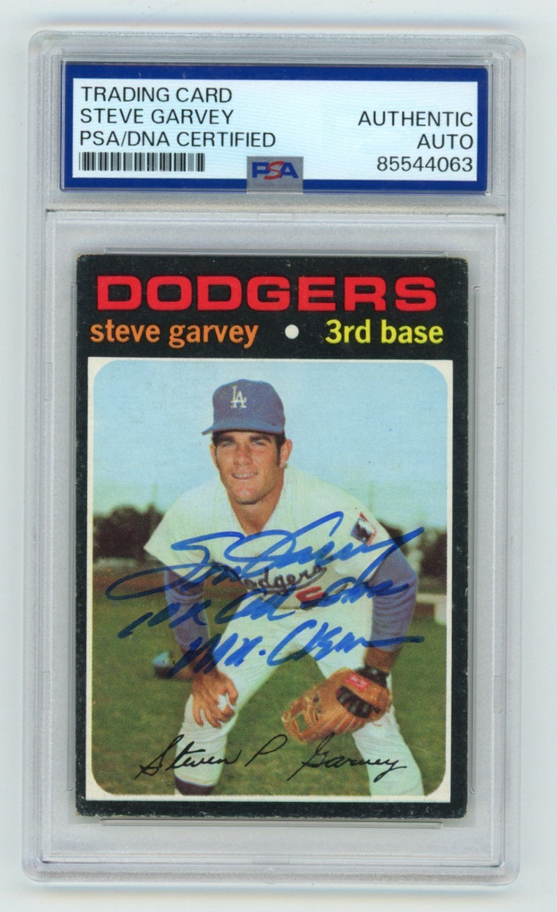 Steve Garvey 1971 Topps #341 Signed Rookie RC w/ AS + Mr. Clean Insc. PSA Auto C
