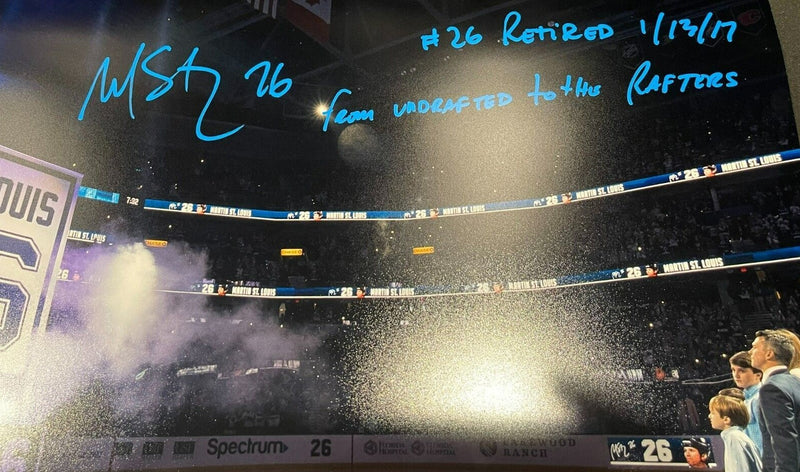 Martin St. Louis Signed Auto Tampa Bay Lightning 16x20 Photo 2x Ins PSA ITP COA