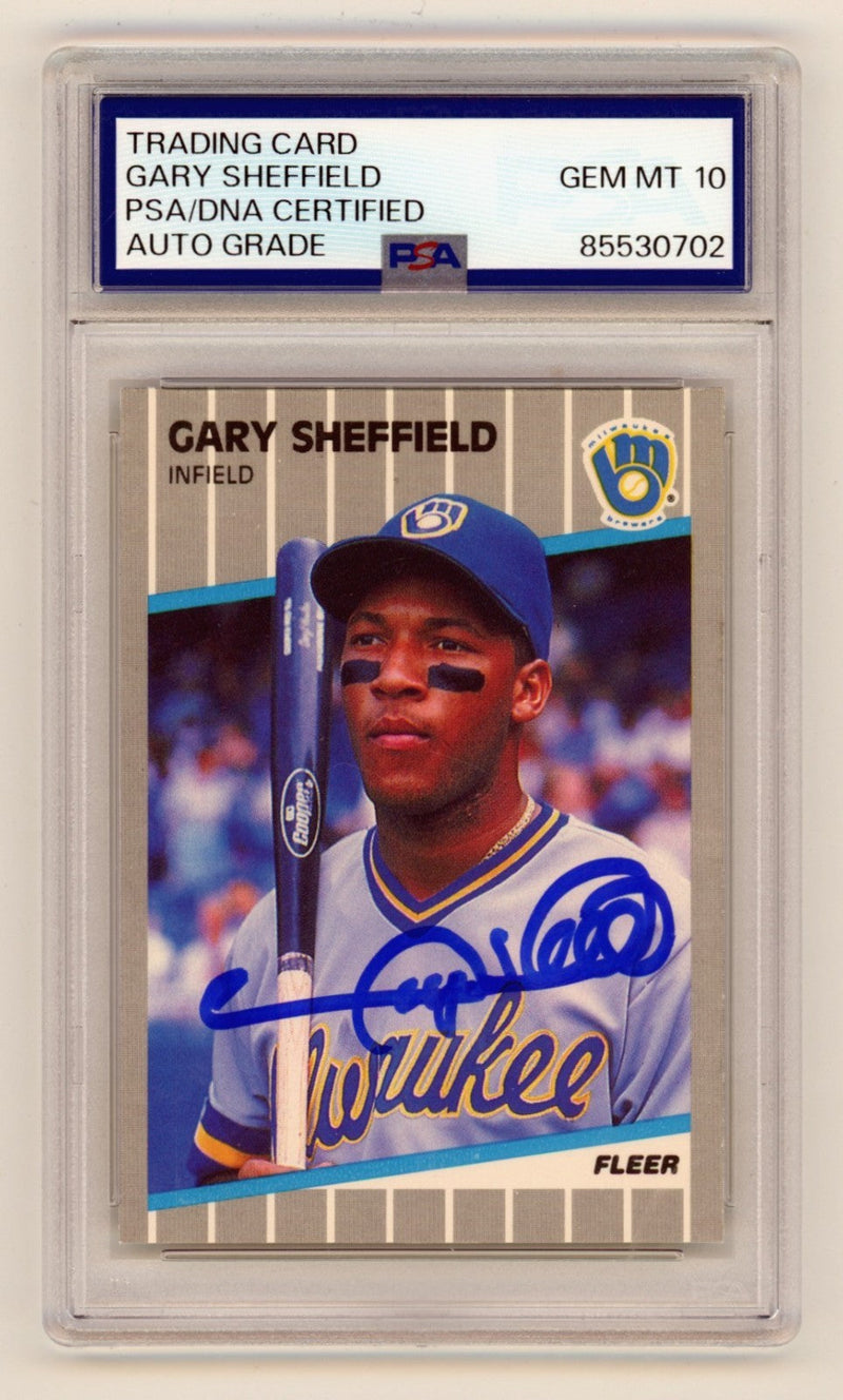 Gary Sheffield 1989 Fleer #196 Signed Rookie RC PSA 10 Auto Milwaukee Brewers