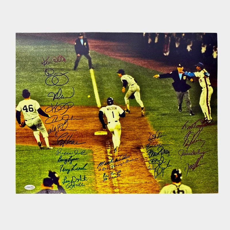 New York Mets 1986 World Series 23 Auto Team Signed 16x20 Photo w/ Insc. JSA COA