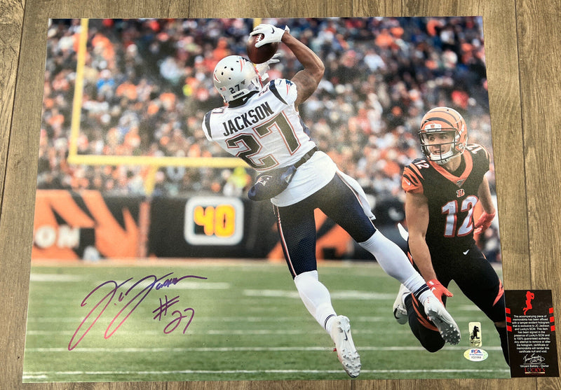 JC Jackson Signed Auto 16x20 Photo PSA ITP COA New England Patriots WHITE INT