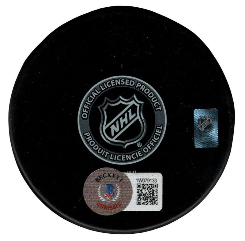 Kevin Stevens Signed Penguins Puck w/ 91-92 Cup 2x 50 Goal Beckett Wit BAS COA