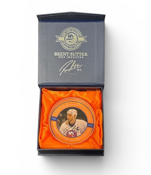 Brent Sutter NY Islanders Commemorative Glass Hall Of Fame HOF Inductee Puck New
