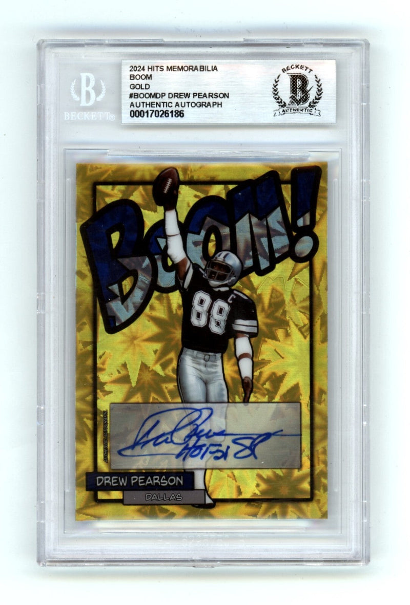 Drew Pearson 2024 Hits Memorabilia BOOM Gold #/10 Signed BGS BAS Auto HOF 21 Ins