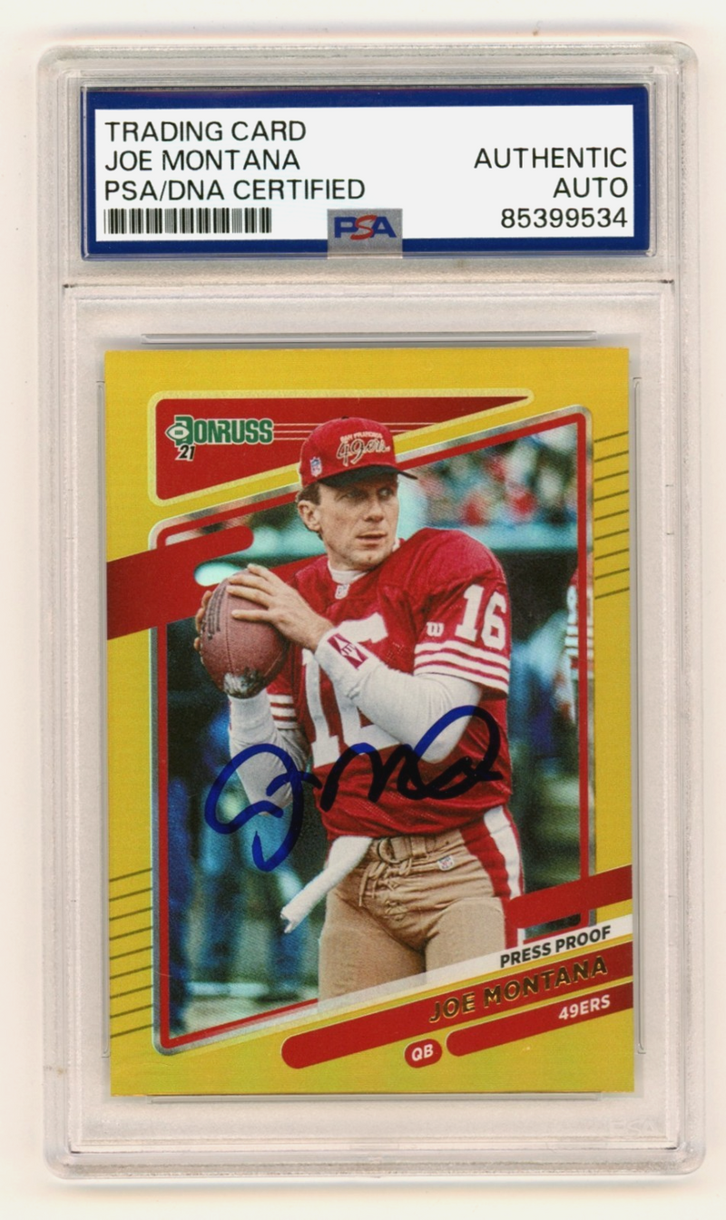Joe Montana 2021 Donruss Gold Holo Variation Press Proof Auto PSA Authentic Auto