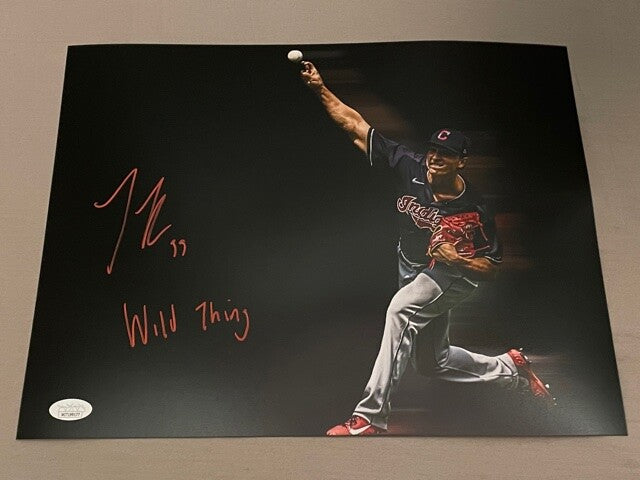 James Karinchak Signed Autographed Cleveland Indians 11x14 Photo JSA W COA