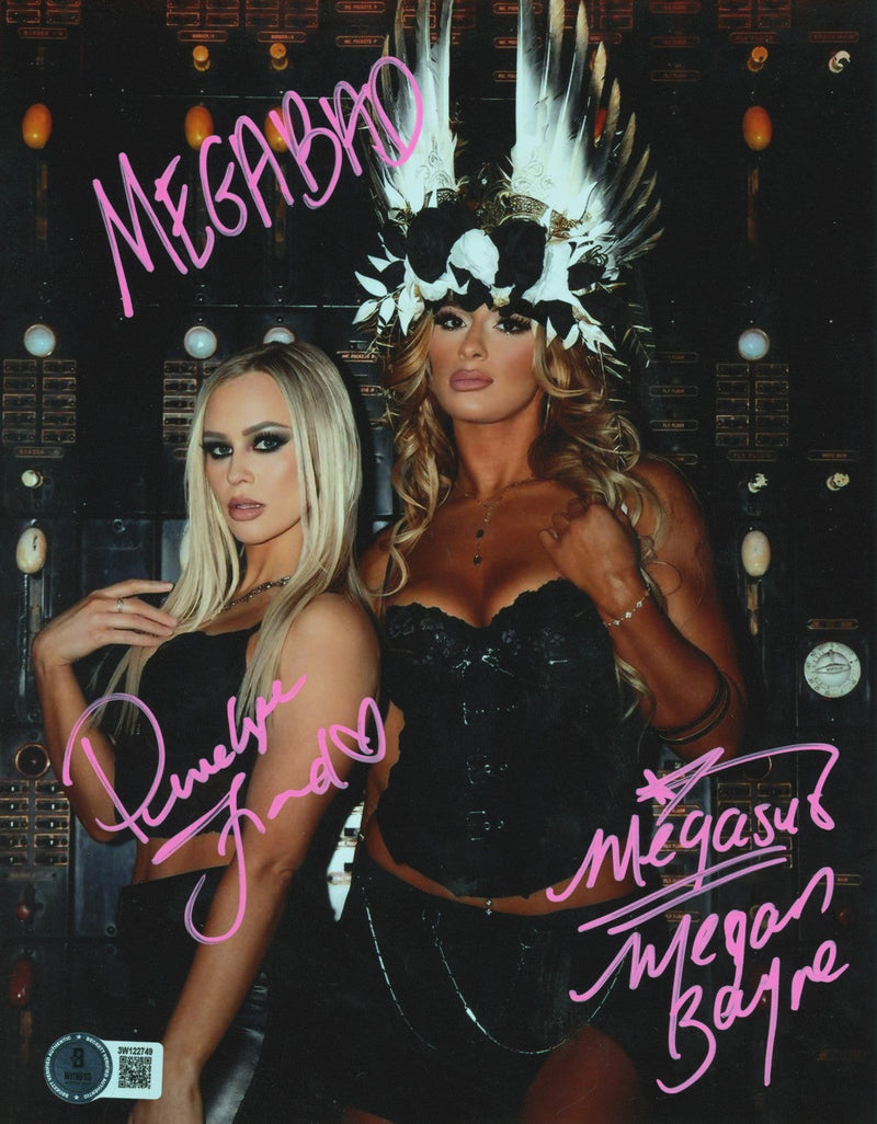 Penelope Ford & Megan Bayne Signed AEW 8x10 Photo w/ 2 Ins Beckett W BAS COA #1
