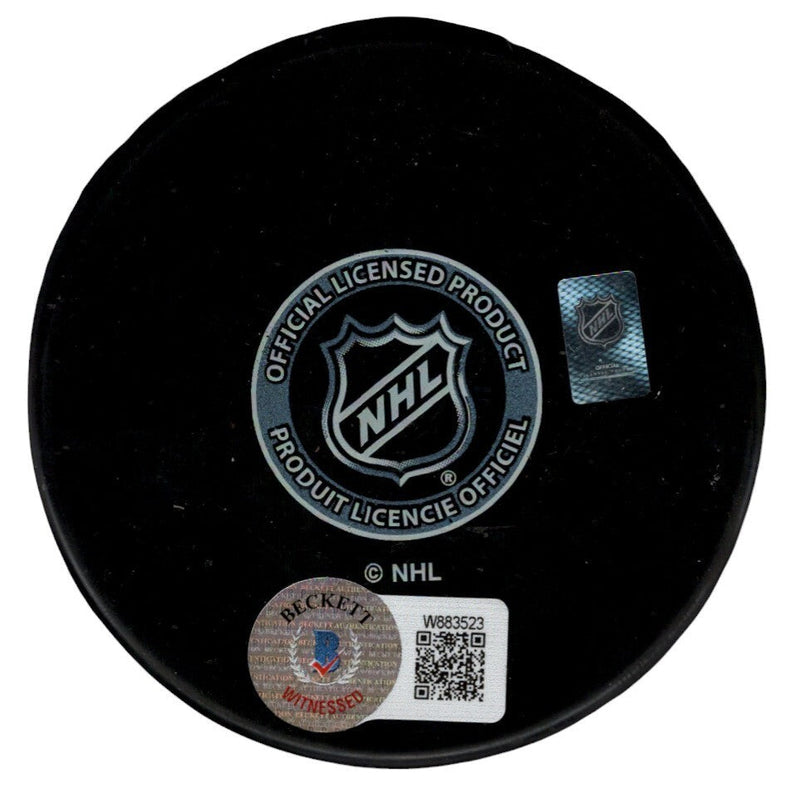 Billy Smith Signed New York Islanders Puck w/ Battlin Billy Beckett Wit BAS COA