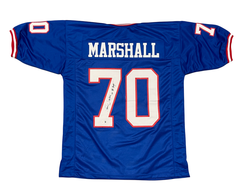 Leonard Marshall Signed NY Giants Custom Jersey w/ 2x SB Champ Beckett W BAS COA