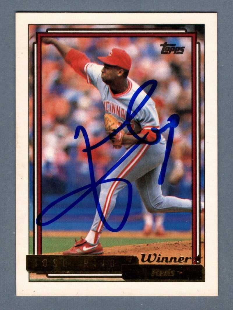 Jose Rijo Signed 1992 Topps Gold Winners #220 LSCM COA Cincinnati Reds