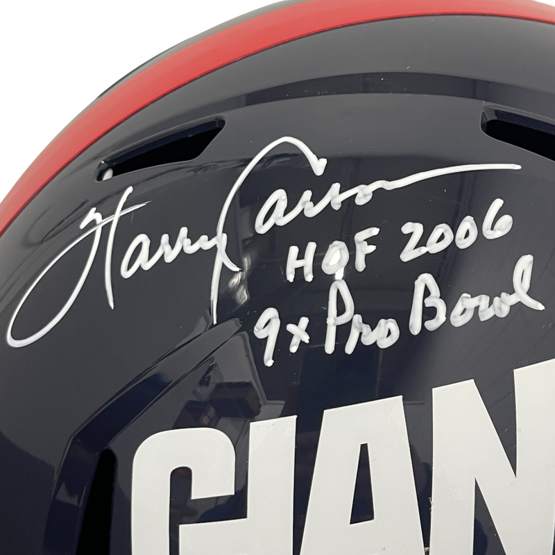 Harry Carson Signed Giants TB FS Full Size Helmet w/ 3x Ins Beckett Wit BAS COA