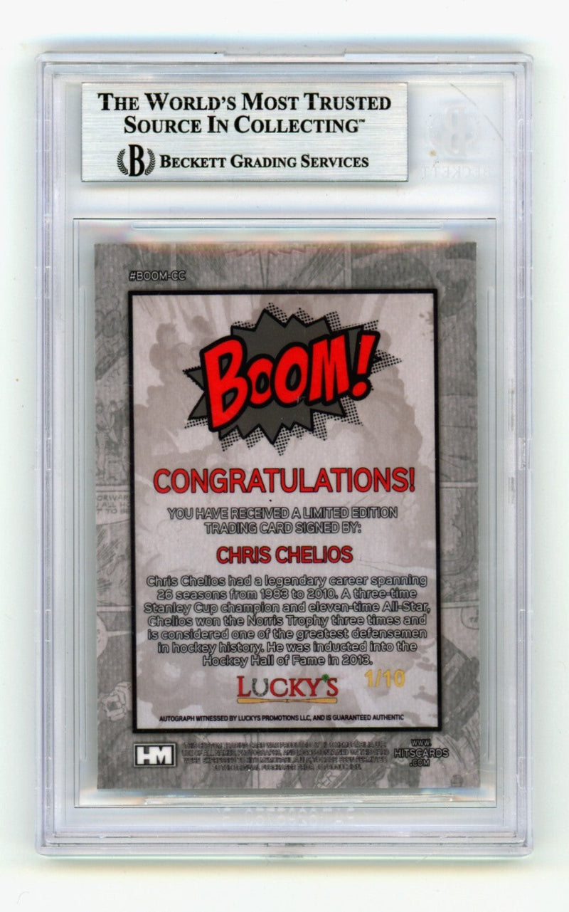 Chris Chelios 2024 Hits Memorabilia BOOM Gold /10 Signed BGS BAS Auto Detroit
