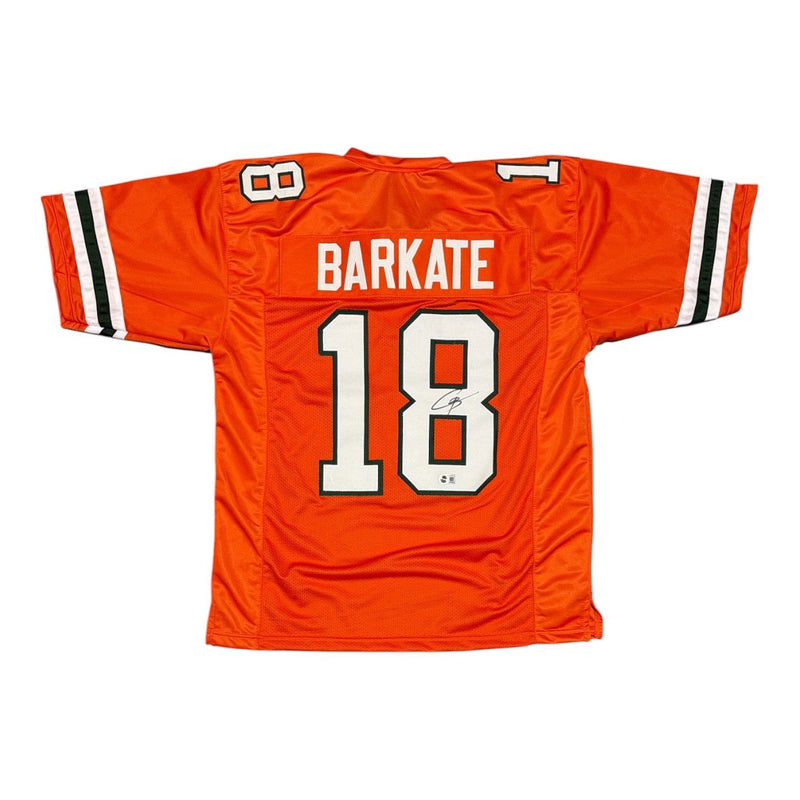 Cooper Barkate Signed Miami Hurricanes Orange Custom Jersey Beckett Wit. BAS COA
