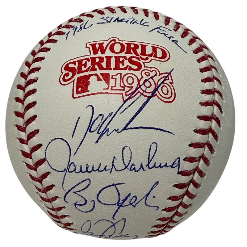 Gooden Darling Ojeda Fernandez Signed 1986 World Series Baseball w/ Insc JSA COA