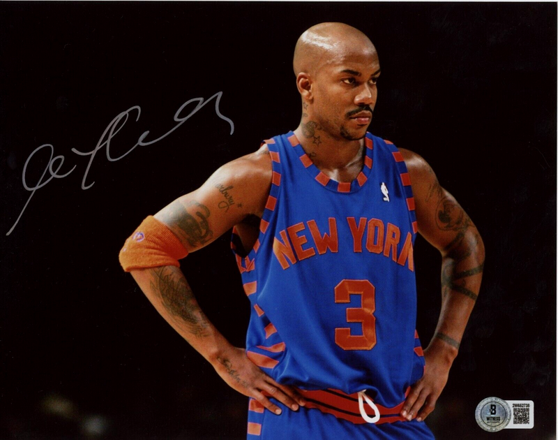 Stephon Marbury Signed New York Knicks 8x10 Photo Beckett Witness BAS COA