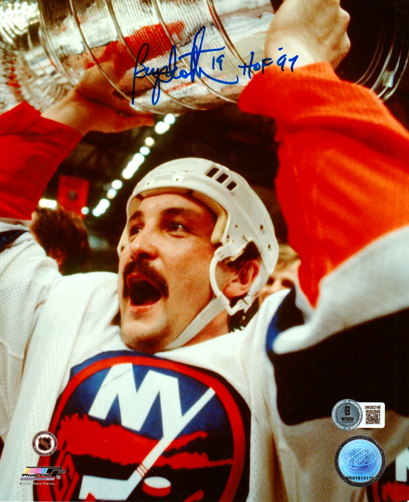 Bryan Trottier Signed Islanders 8x10 Photo File w/ HOF 97 Beckett Wit BAS COA #2