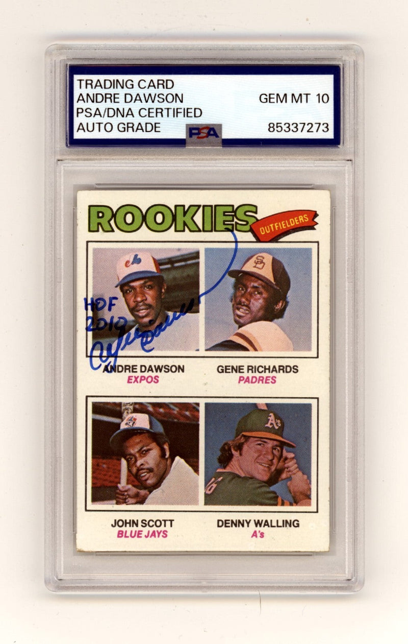 Andre Dawson 1977 Topps #473 Signed Rookie RC w/ HOF 2010 PSA 10 Auto Expos