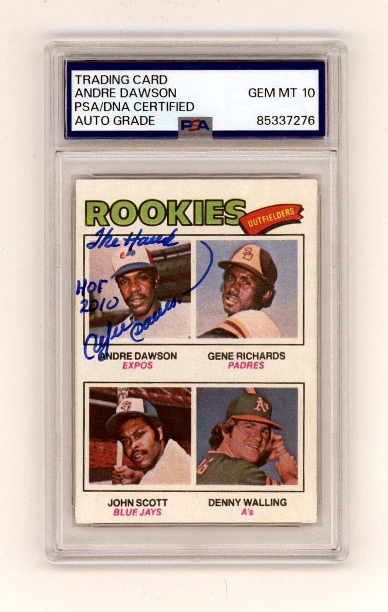 Andre Dawson 1977 Topps #473 Signed Rookie RC w/ 2 Insc PSA 10 Auto Expos