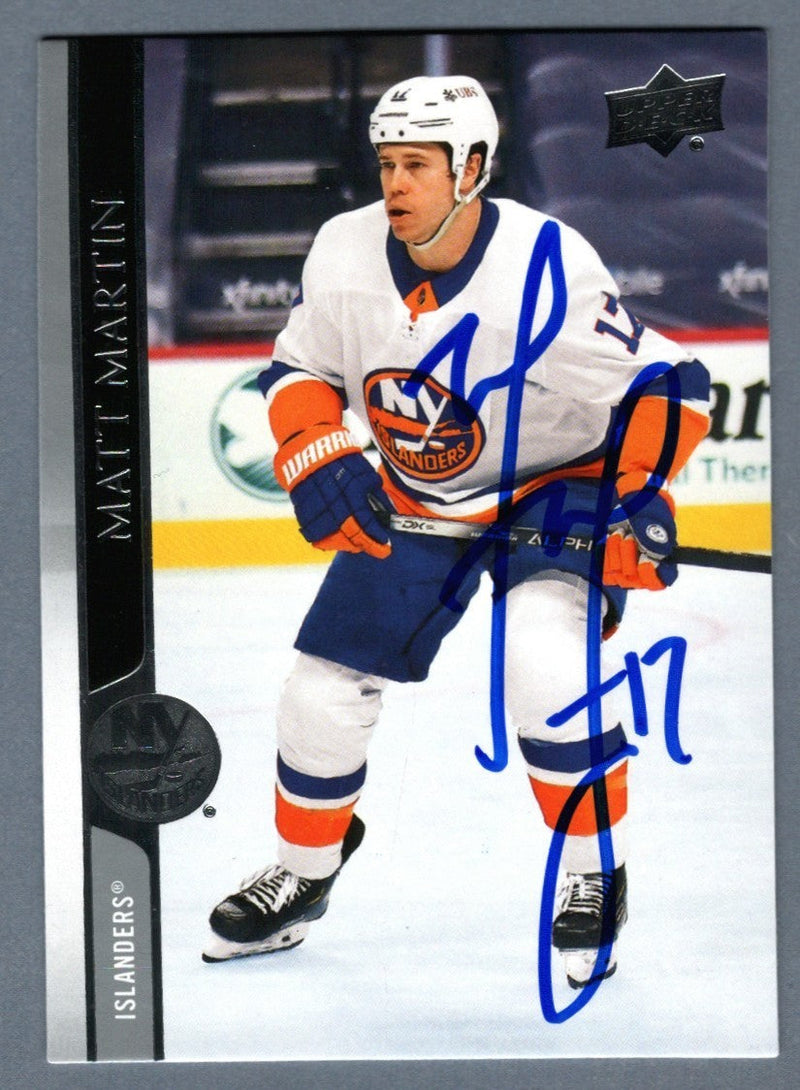 Matt Martin Signed 2020-21 Upper Deck Extended #589 LSCM COA New York Islanders