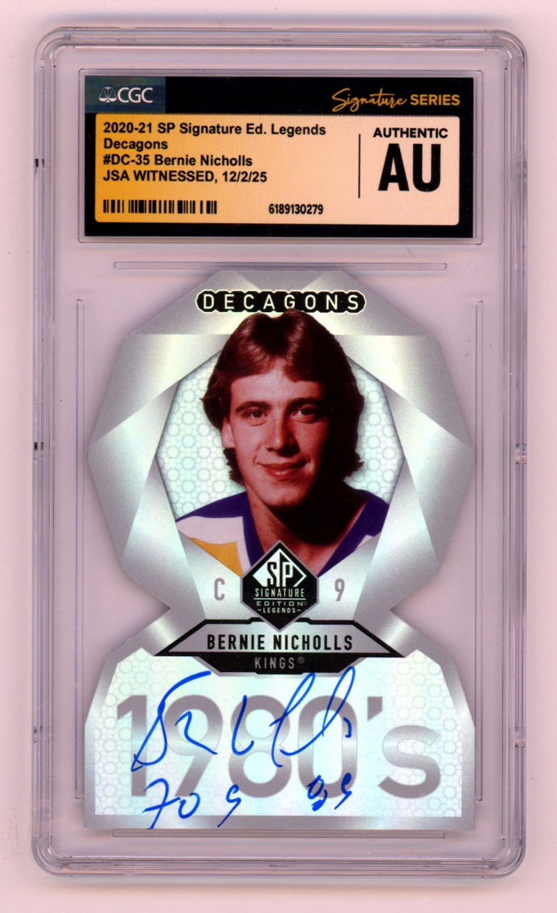 Bernie Nicholls 2020-21 Upper Deck SE Decagons Signed Insc. JSA CGC Authentic
