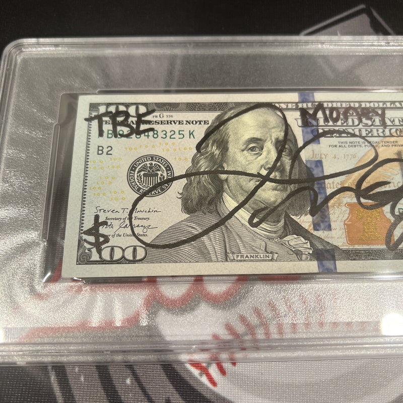 Floyd Mayweather Jr. Signed $100 Bill US Currency x4 Inscription PSA Auth Auto B