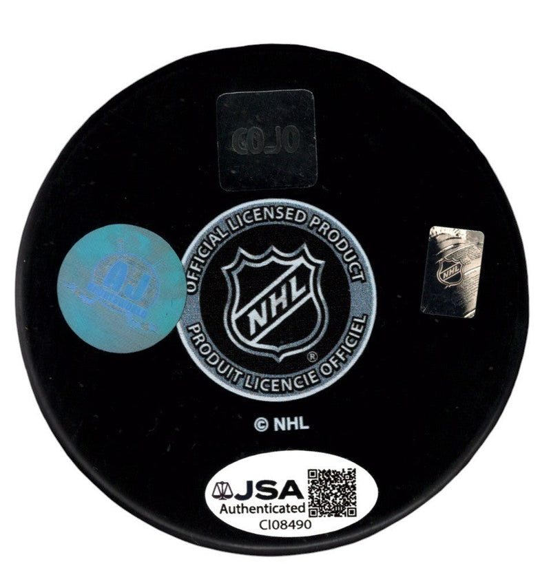 Aaron Ekblad Signed Autographed Florida Panthers Puck w/ ROY 15 COJO + JSA COA