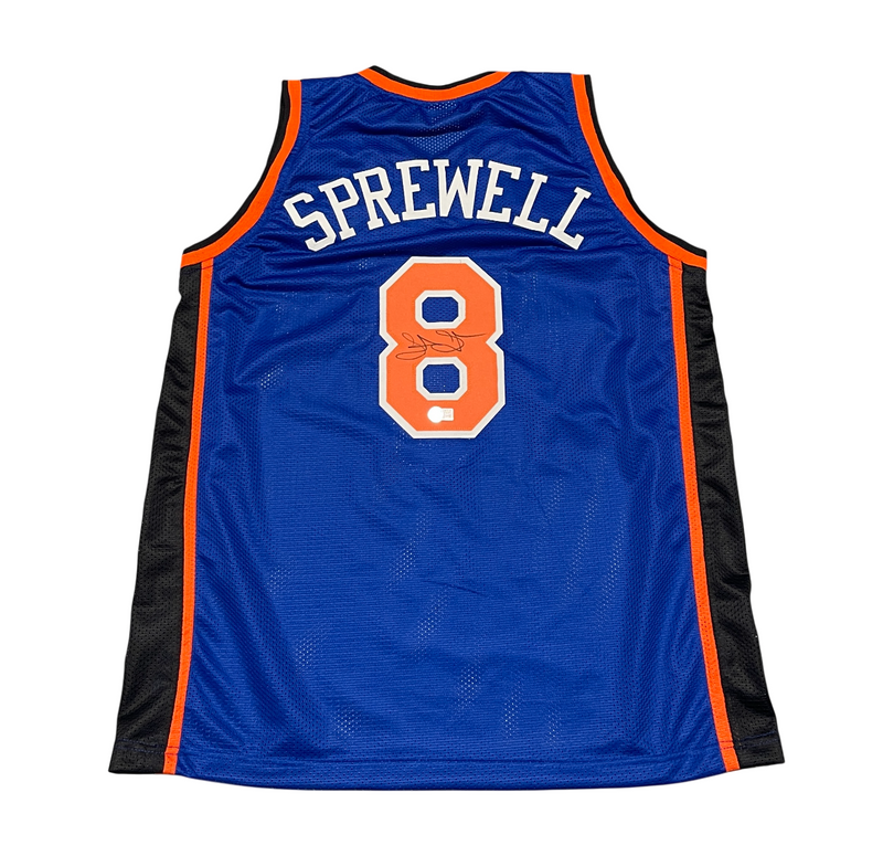 Latrell Sprewell Signed Custom New York Knicks Jersey Beckett Witness BAS COA