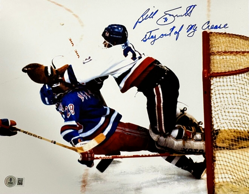 Billy Smith Signed Islanders 11x14 Photo Stay Out of My Crease Beckett W BAS COA