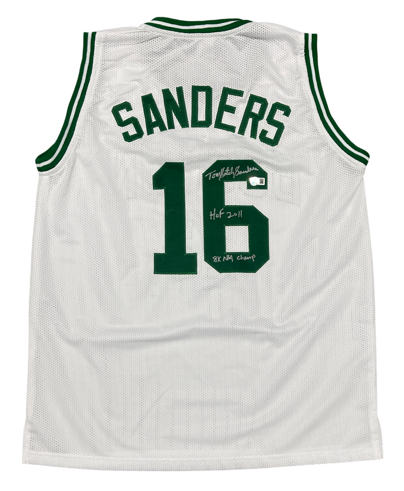 Tom "Satch" Sanders Signed Celtics Custom Jersey w/ 2x Insc Beckett Wit BAS COA