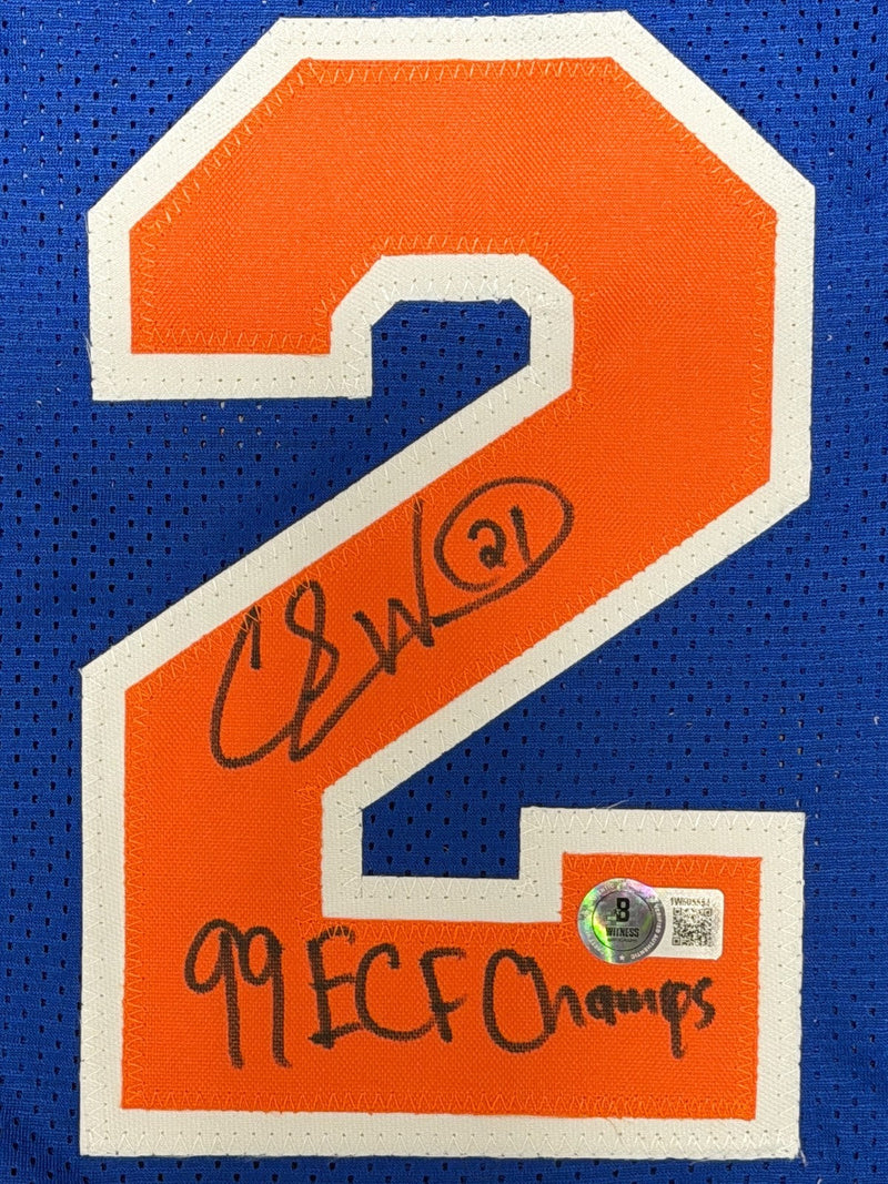 Charlie Ward Signed Knicks Custom Jersey w/ 99 ECF Champs Beckett Wit BAS COA