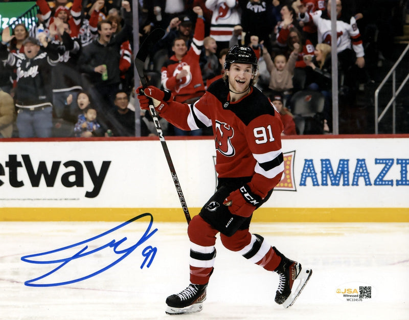 Dawson Mercer Signed Autographed New Jersey Devils 8x10 Photo JSA WITNESS COA