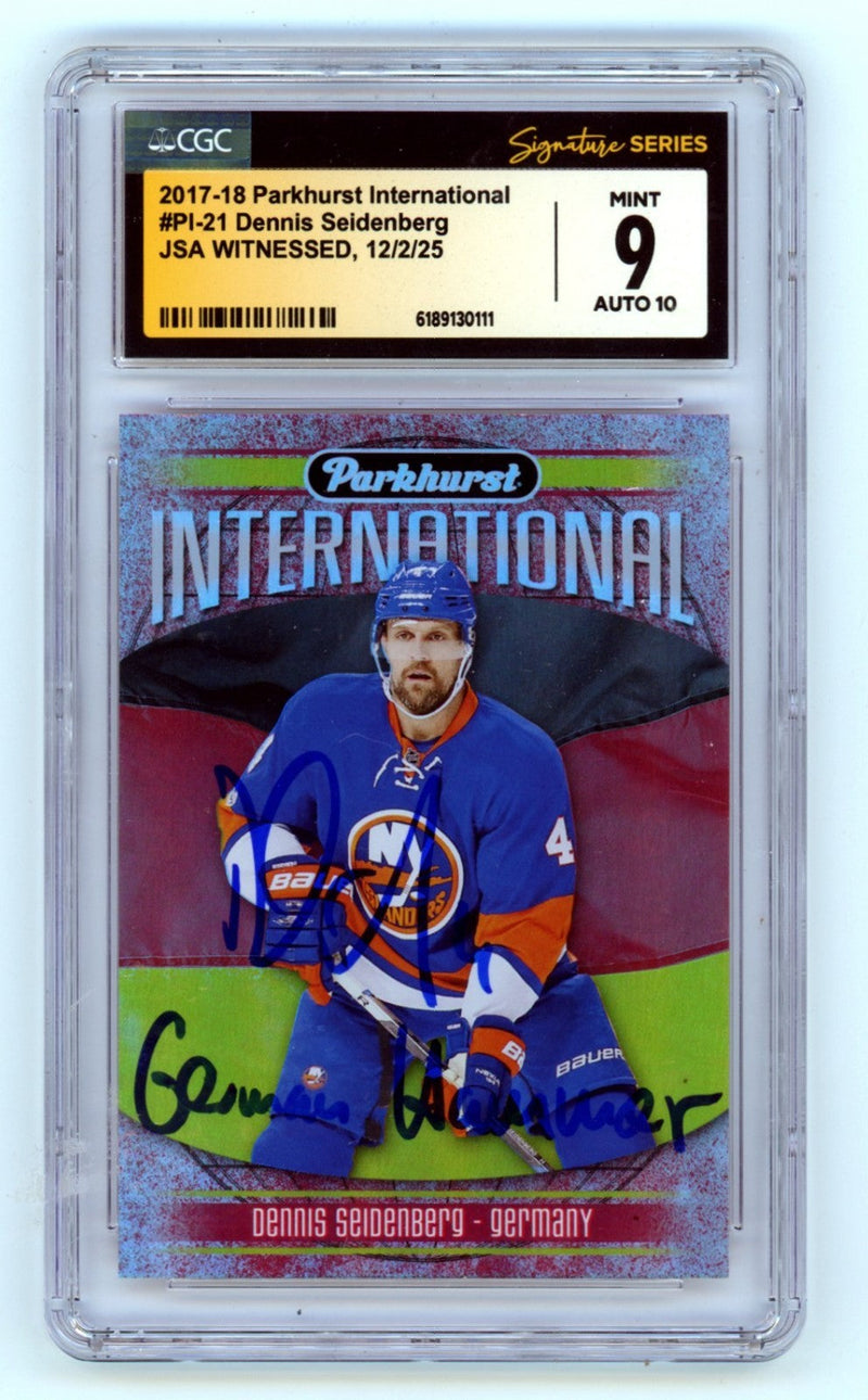 Dennis Seidenberg 2017-18 Parkhurst International Signed Insc. JSA CGC 9 10 Auto