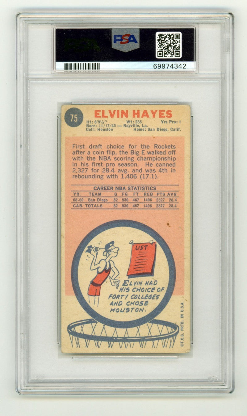 Elvin Hayes 1969-70 Topps 98 Tall Boy Rookie RC 2 Insc Signed Auto PSA 2 10 Auto