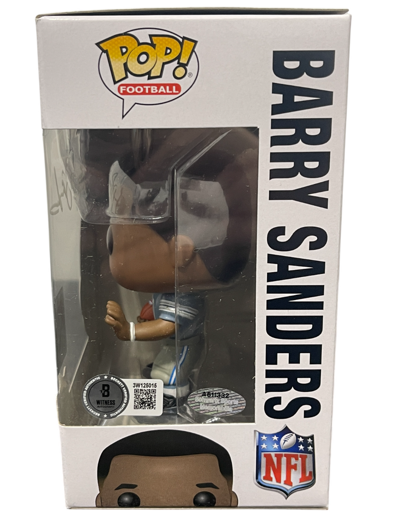 Barry Sanders Signed Detroit Lions NFL Funko Pop #81 Beckett Witness BAS COA