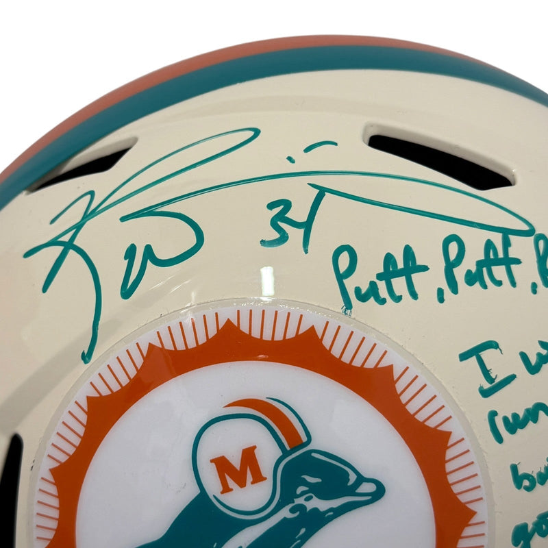 Ricky Williams Signed Dolphins Retro FS Full Size Helmet w/ Weed Inscs JSA W COA