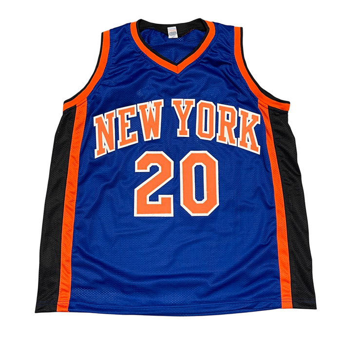 Allan Houston Signed New York Knicks Custom Blue Jersey Beckett Witness BAS COA