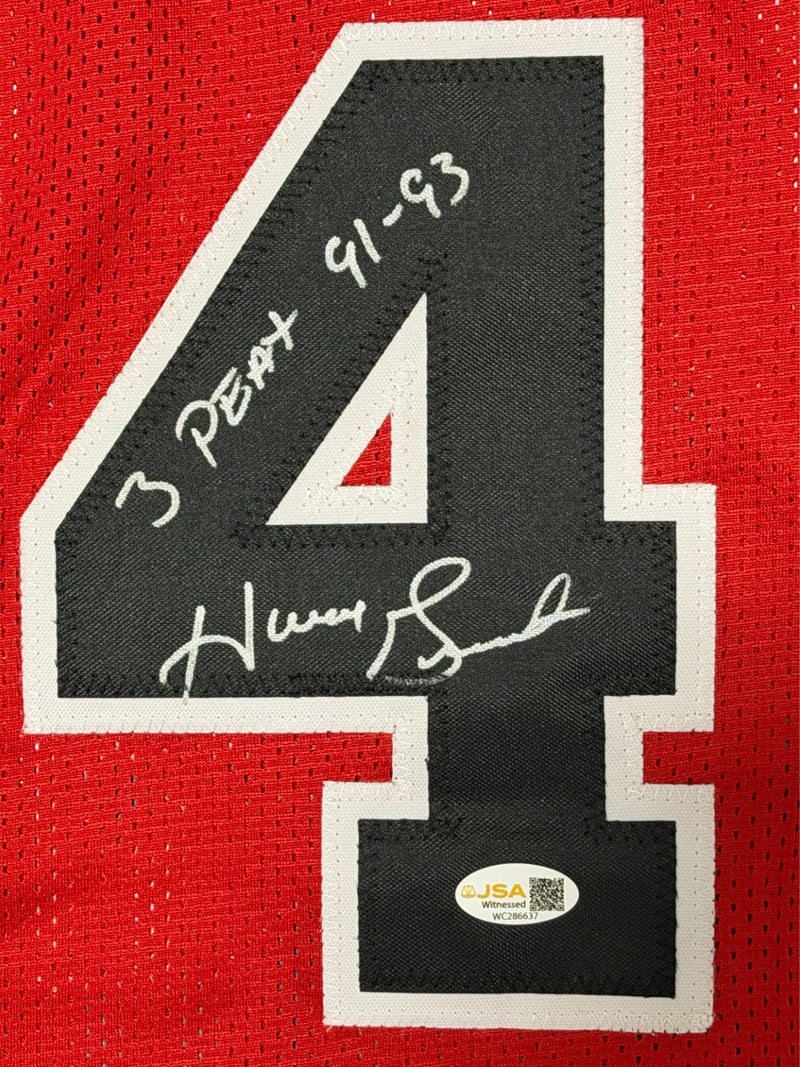 Horace Grant Signed Chicago Bulls Custom Jersey w/ 3 Peat 91-93 JSA Witness COA