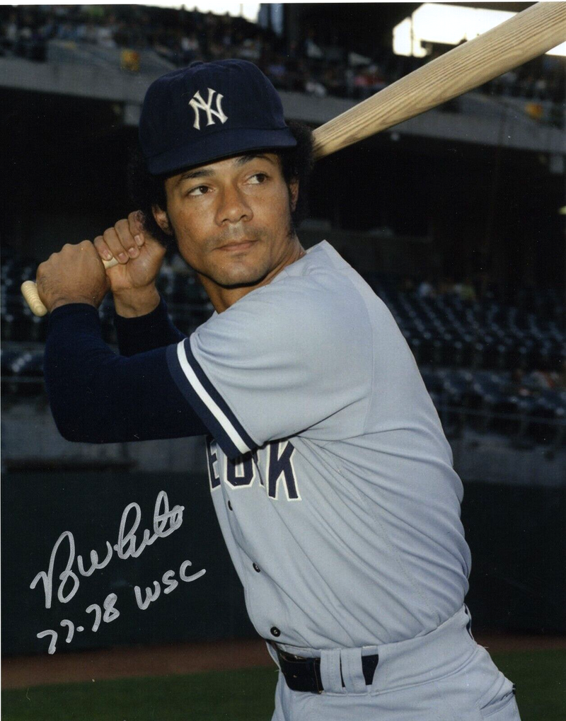 Roy White Signed New York Yankees 8x10 Photo w/ 77-78 WSC  LSCM COA #1