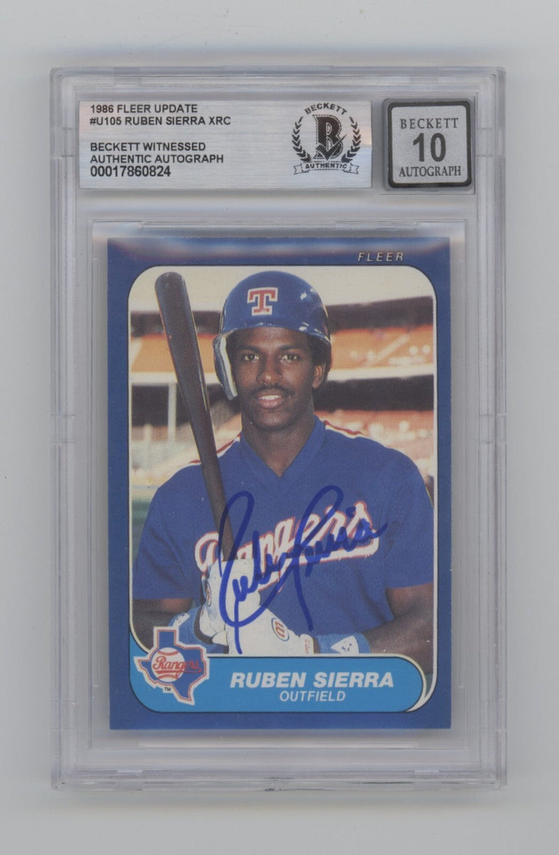 Ruben Sierra 1986 Fleer Update #U105 RC Signed Beckett BGS 10 Auto Rangers