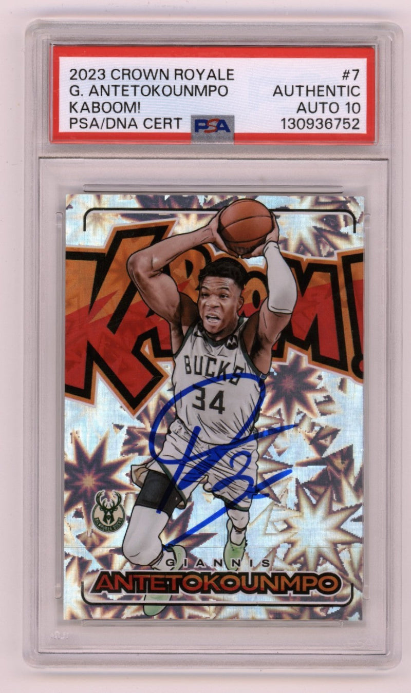 Giannis Antetokounmpo 2023-24 Vertical Kaboom Signed PSA 10 Auto Bucks