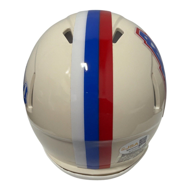 Earl Campbell Signed Titans Oilers Retro Mini Helmet w/ HOF 91 JSA Witness COA