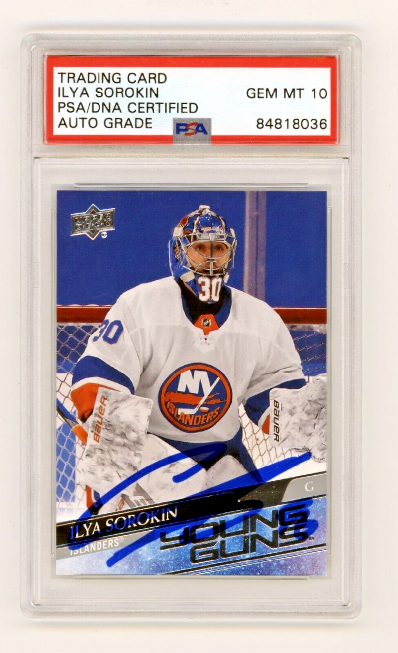 Ilya Sorokin 2020-21 Upper Deck Young Guns #461 Rookie RC Signed PSA 10 Auto