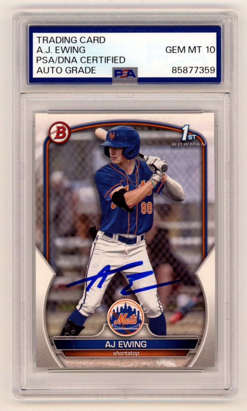 AJ Ewing 2023 Bowman 1st Signed Autograph Rookie RC PSA 10 Auto New York Mets