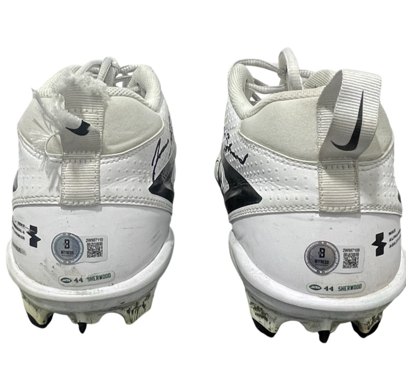 Jamien Sherwood Signed 2024 Game Used Football Cleats (PAIR) Beckett Wit BAS COA