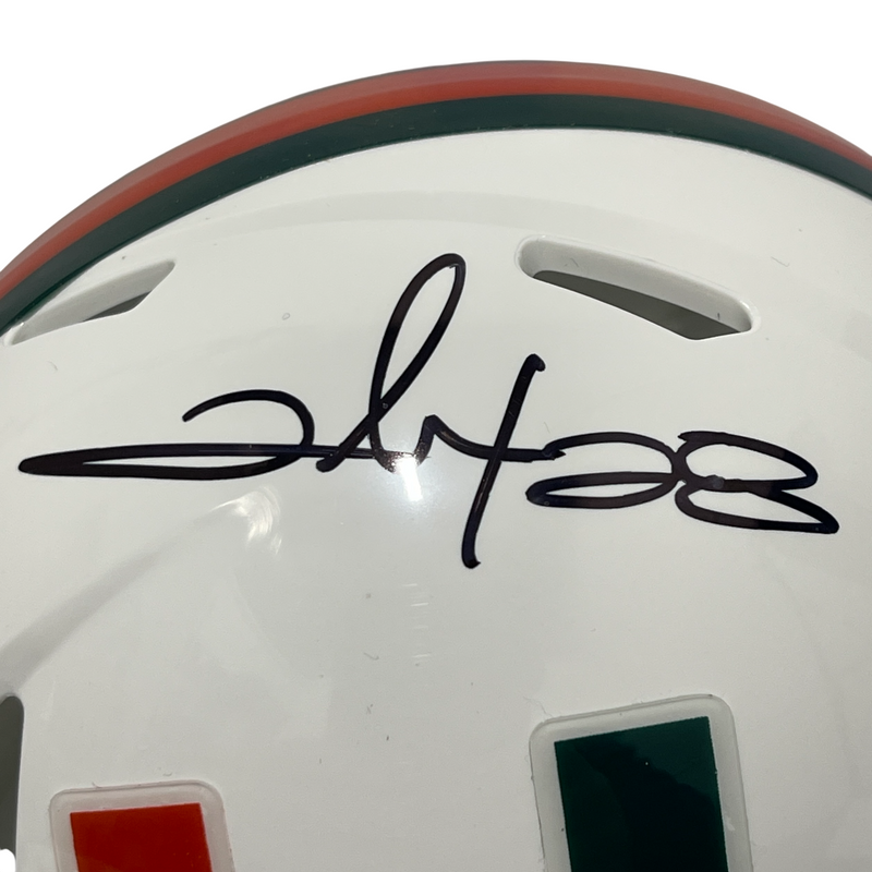 Clinton Portis Signed Auto Miami U Speed Mini Helmet Beckett Witness BAS COA